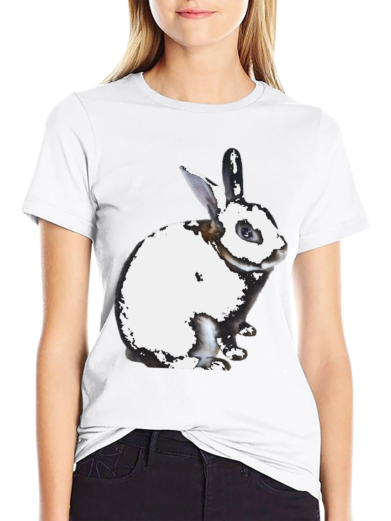 Rabbit Graphic Print Crew Neck T-Shirt