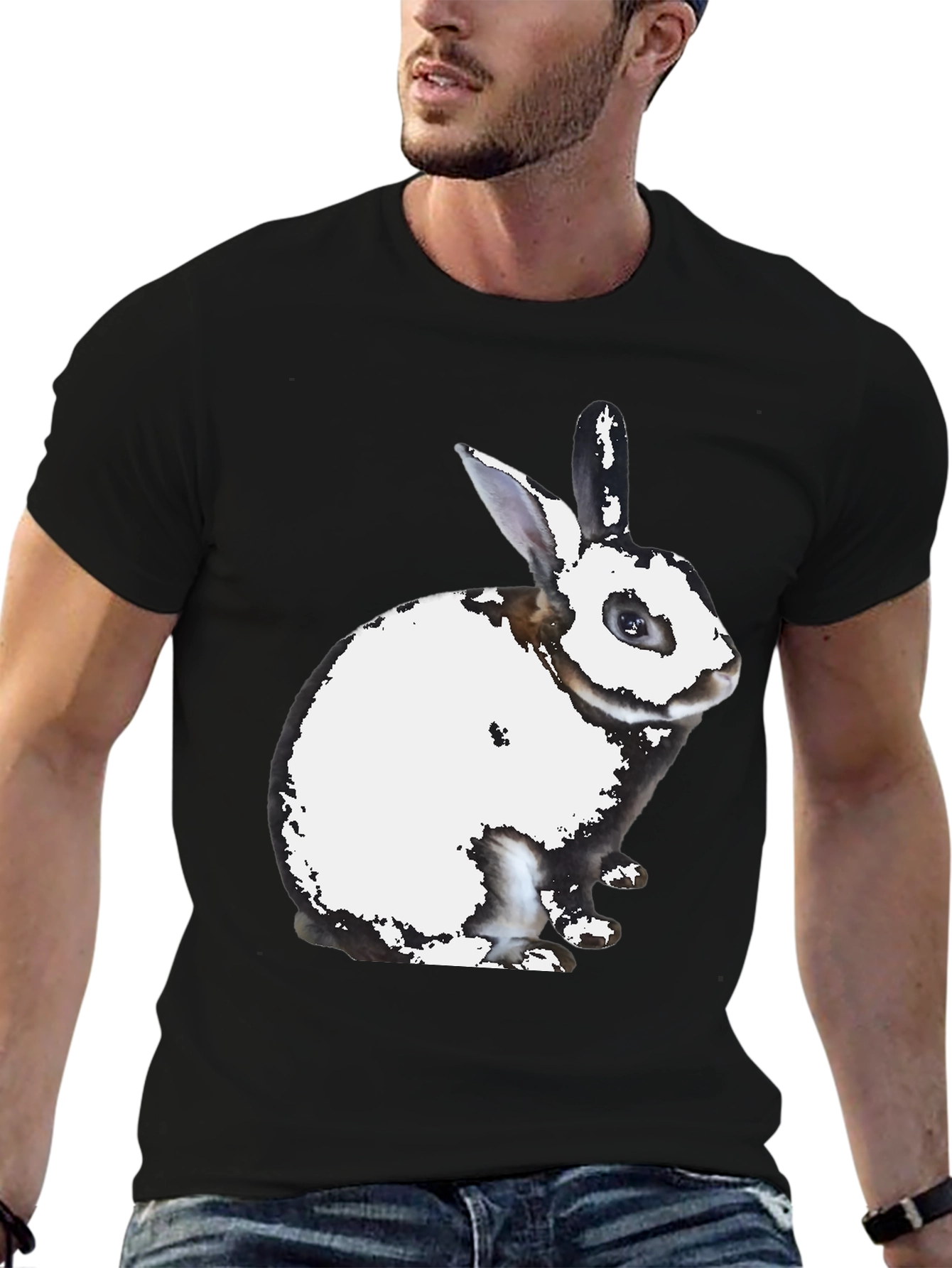 Rabbit Graphic Print Crew Neck T-Shirt