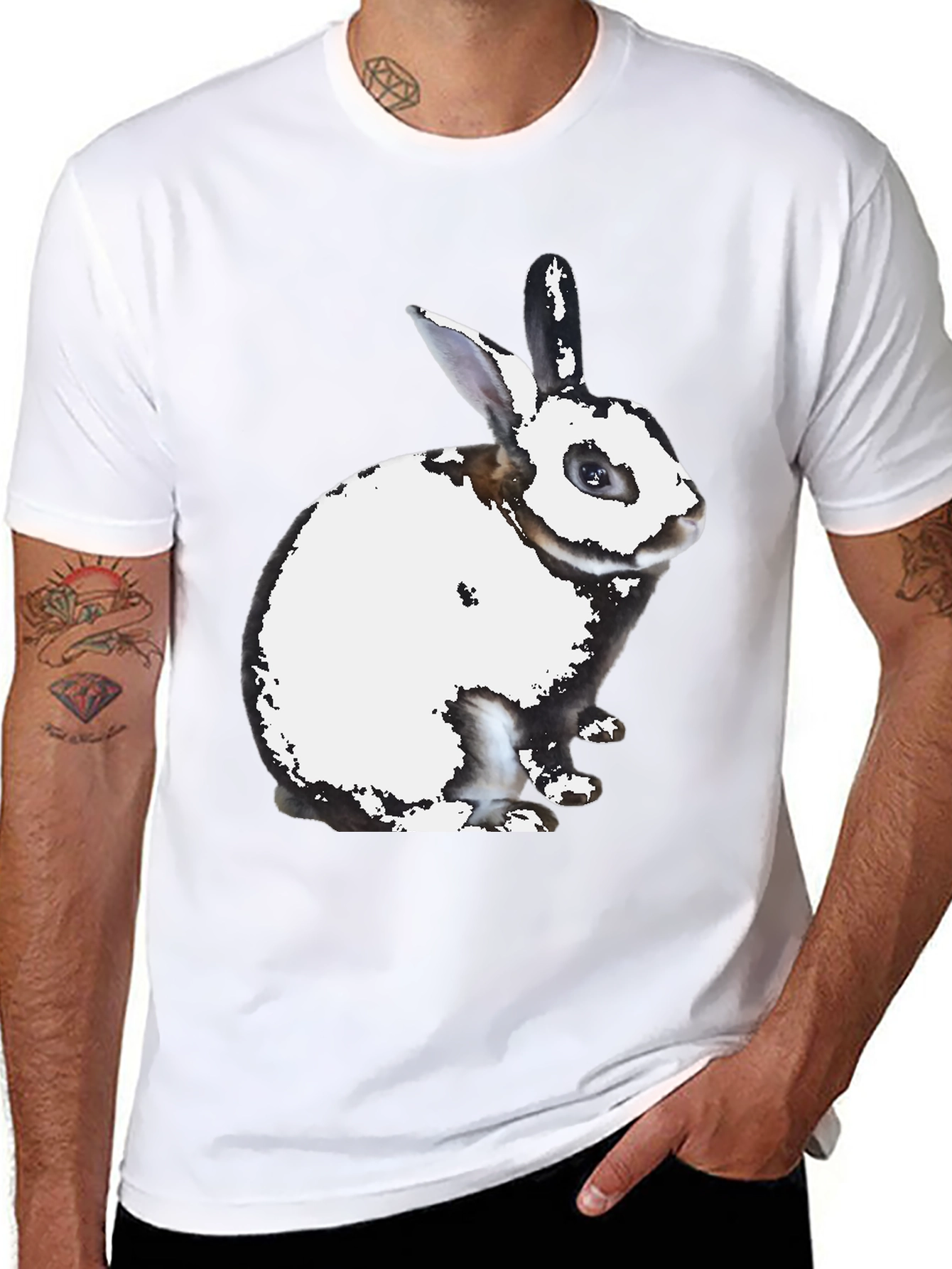 Rabbit Graphic Print Crew Neck T-Shirt