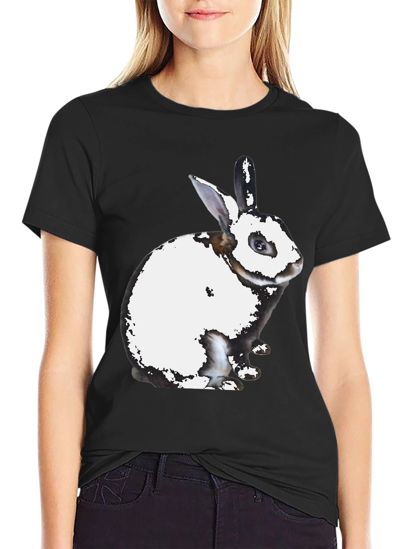 Rabbit Graphic Print Crew Neck T-Shirt