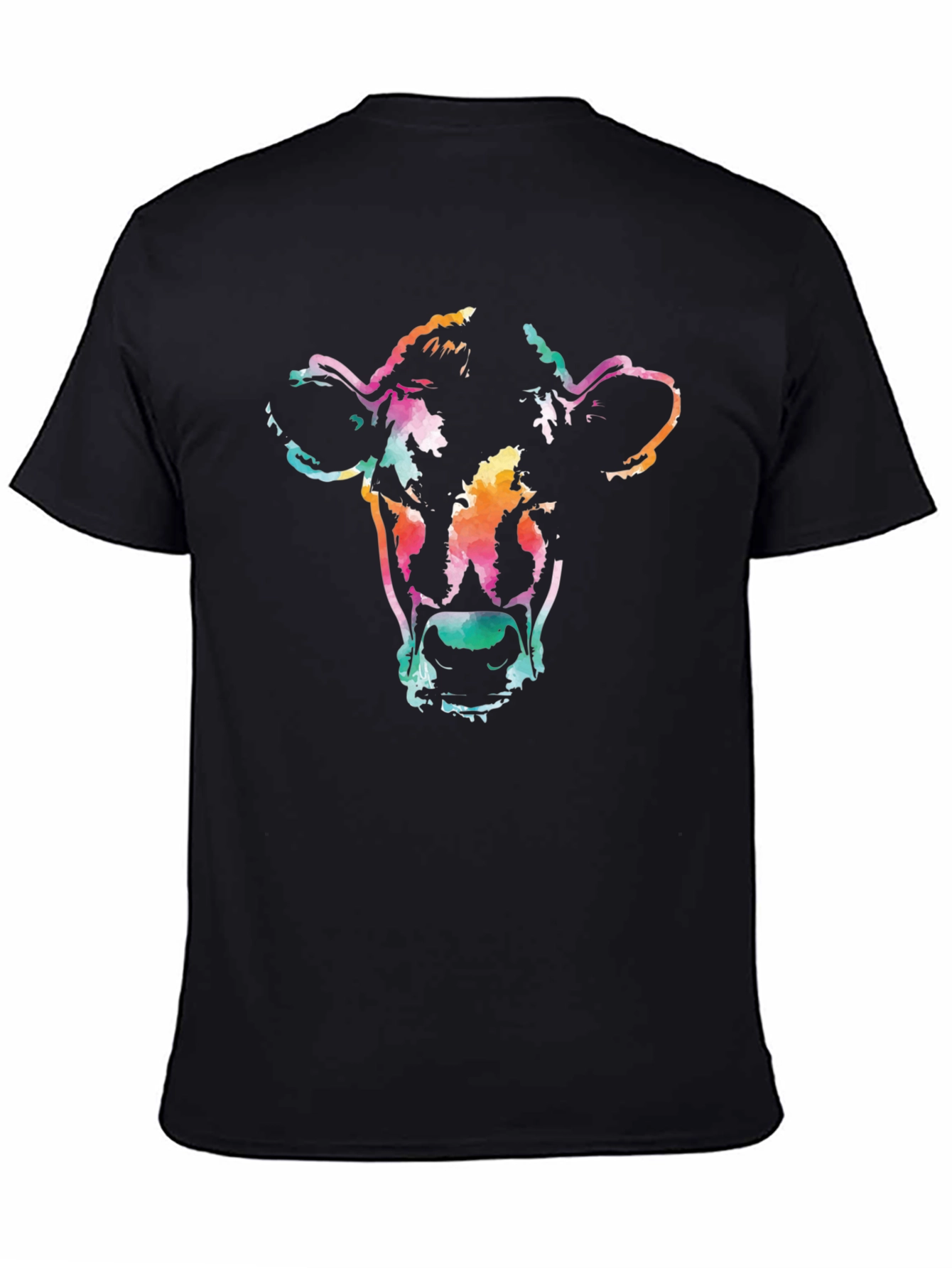 Vibrant Cow Graphic Tee - Unisex Black T-Shirt