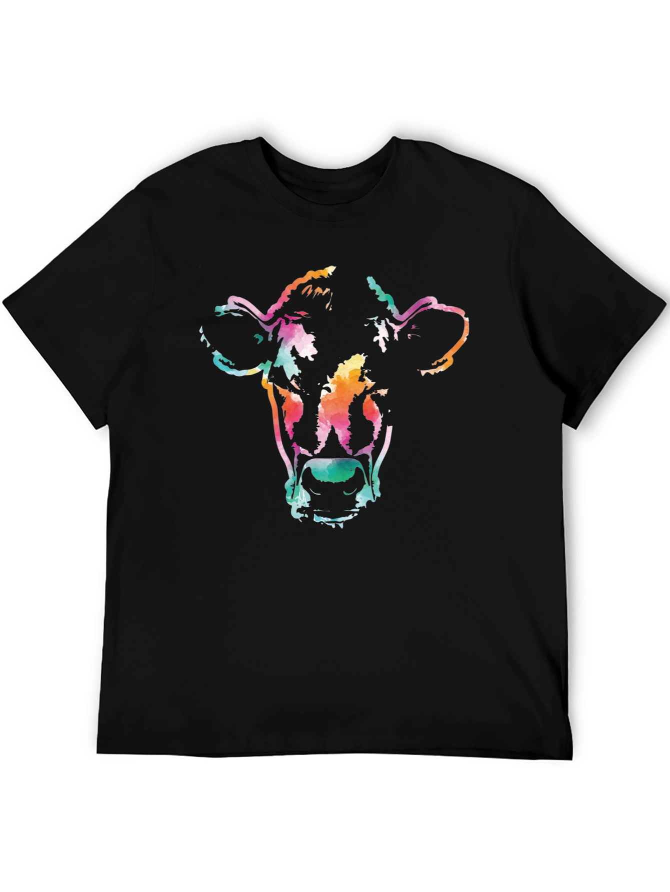 Vibrant Cow Graphic Tee - Unisex Black T-Shirt