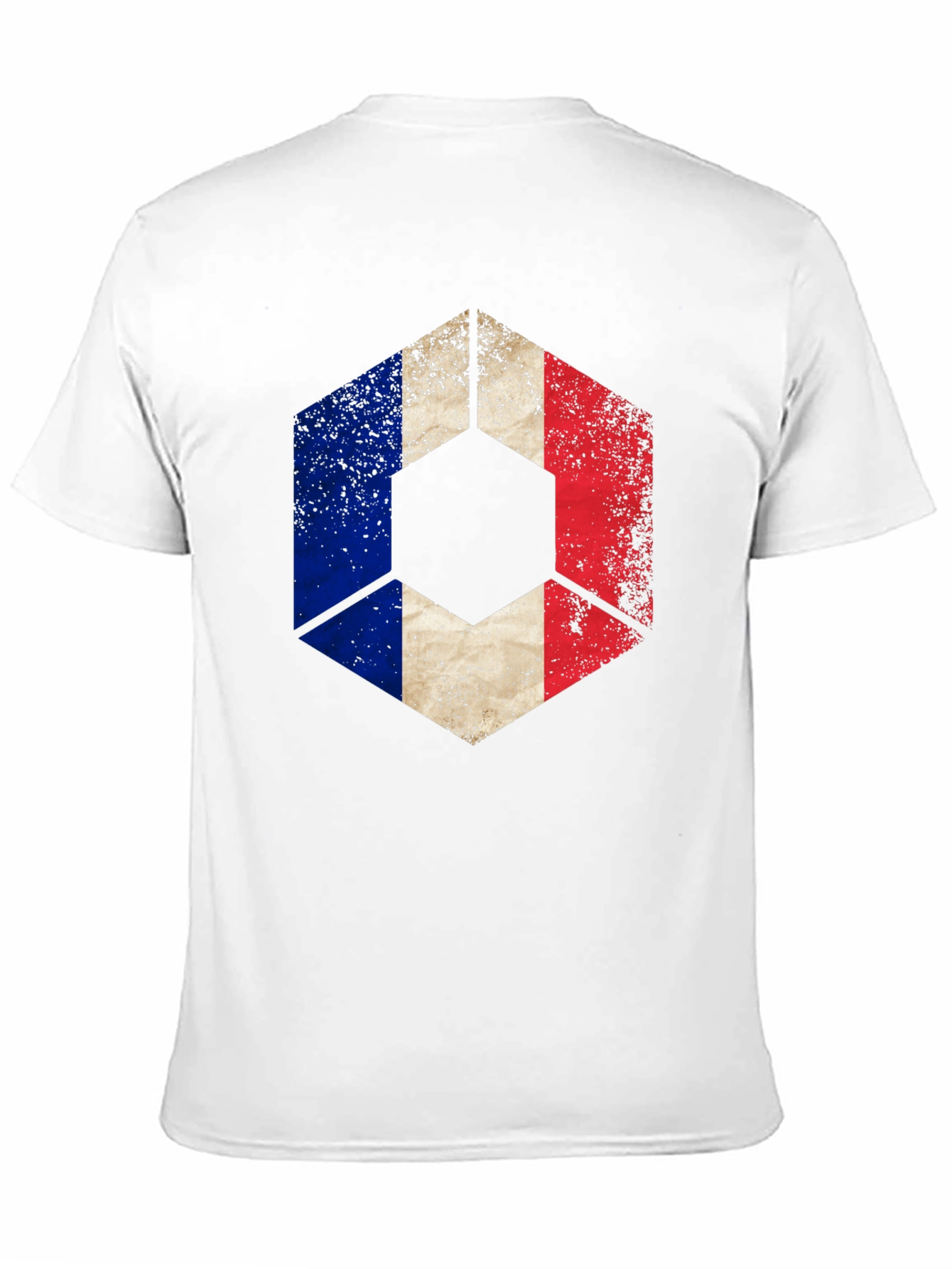 French Flag Hexagon Graphic Tee - Black Casual Shirt