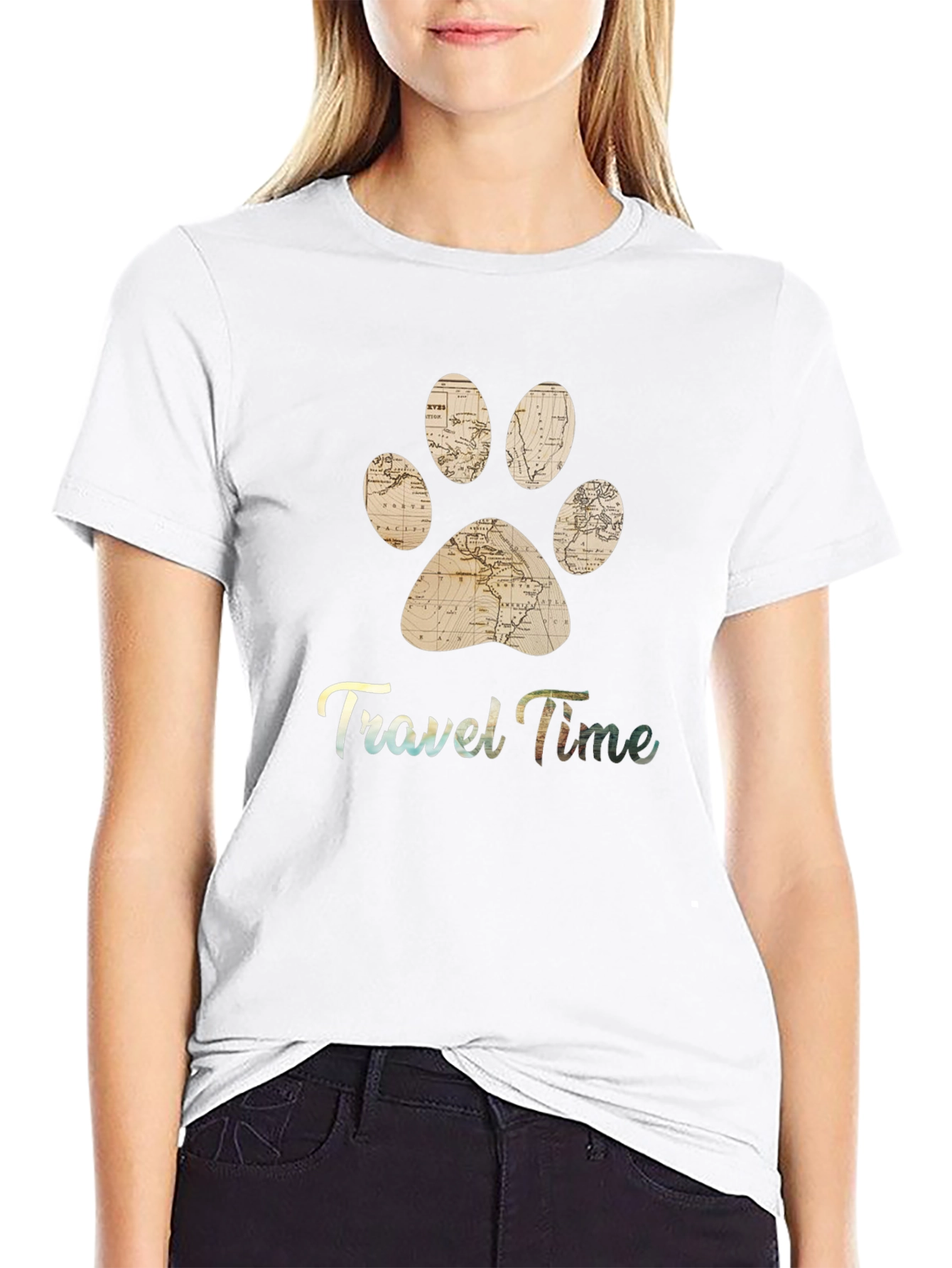 Travel Time Pet Paw Print T-Shirt
