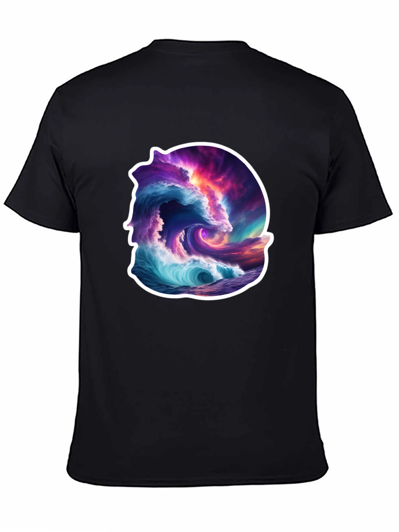 Ocean Wave Art Graphic Black T-Shirt
