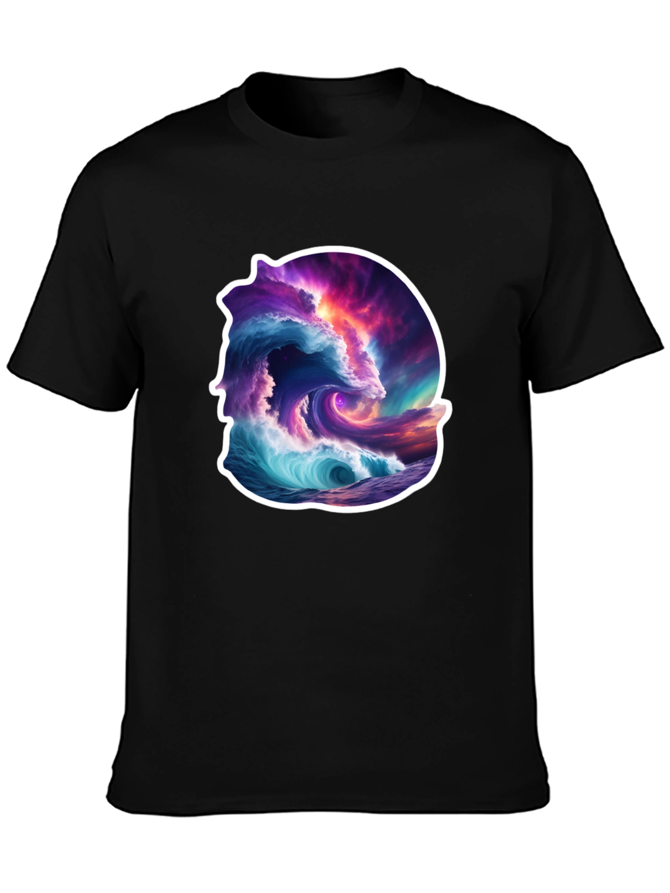 Ocean Wave Art Graphic Black T-Shirt