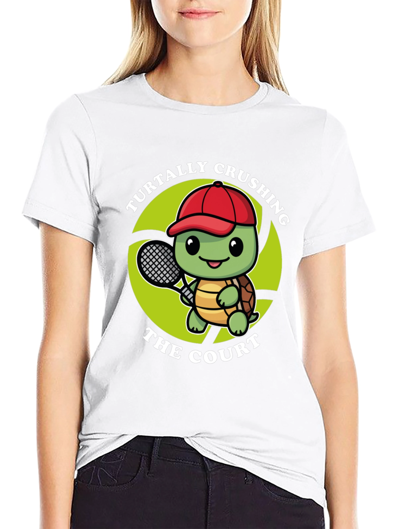 Turtally Crushing It! Tennis Turtle Graphic Tee