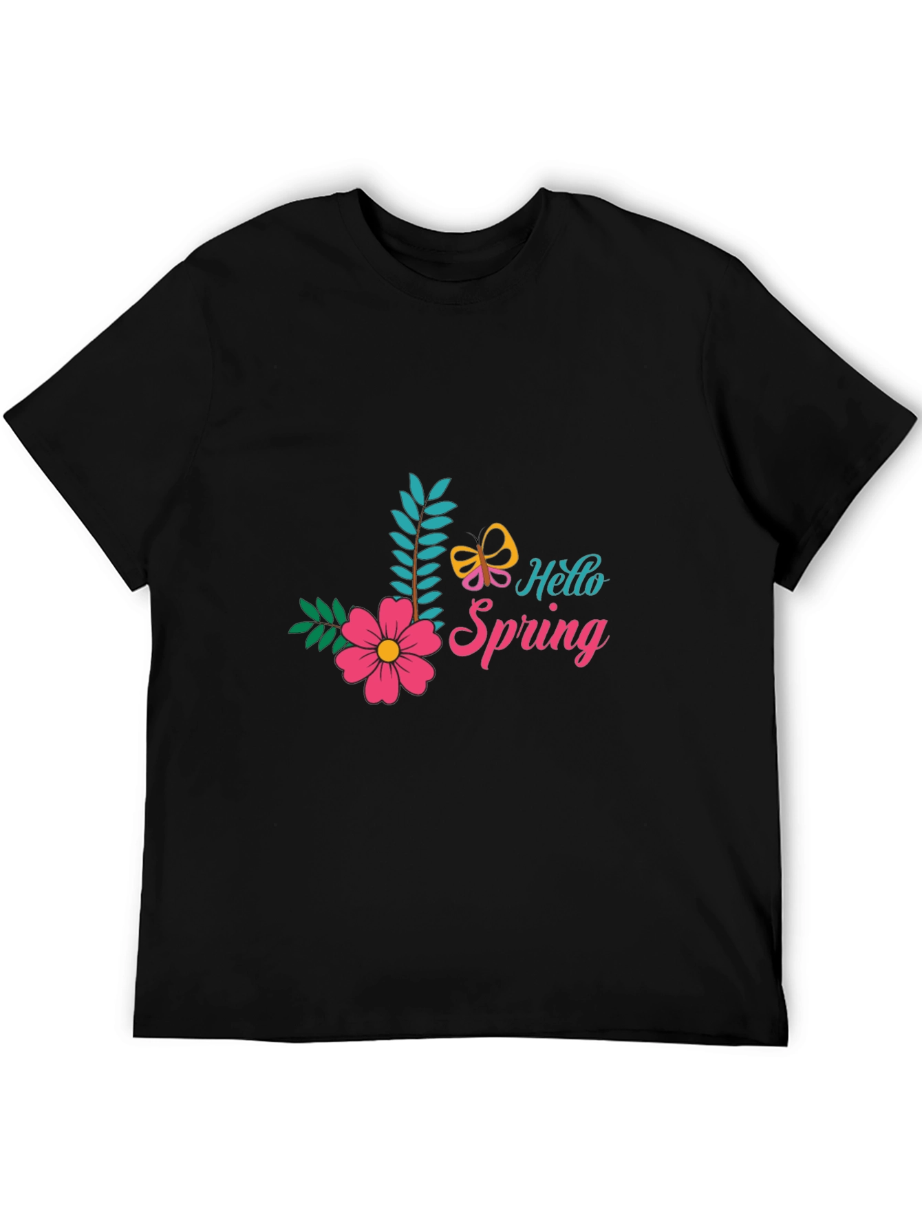 Hello Spring Black T-Shirt