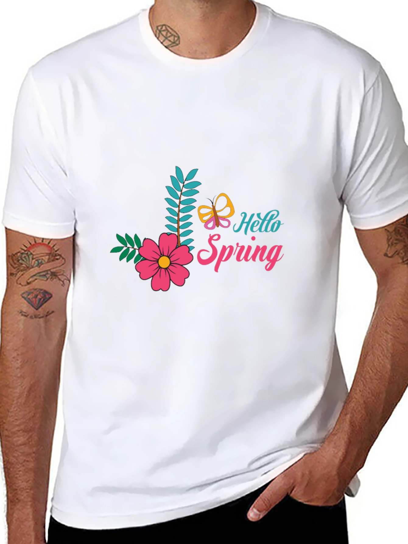 Hello Spring Black T-Shirt