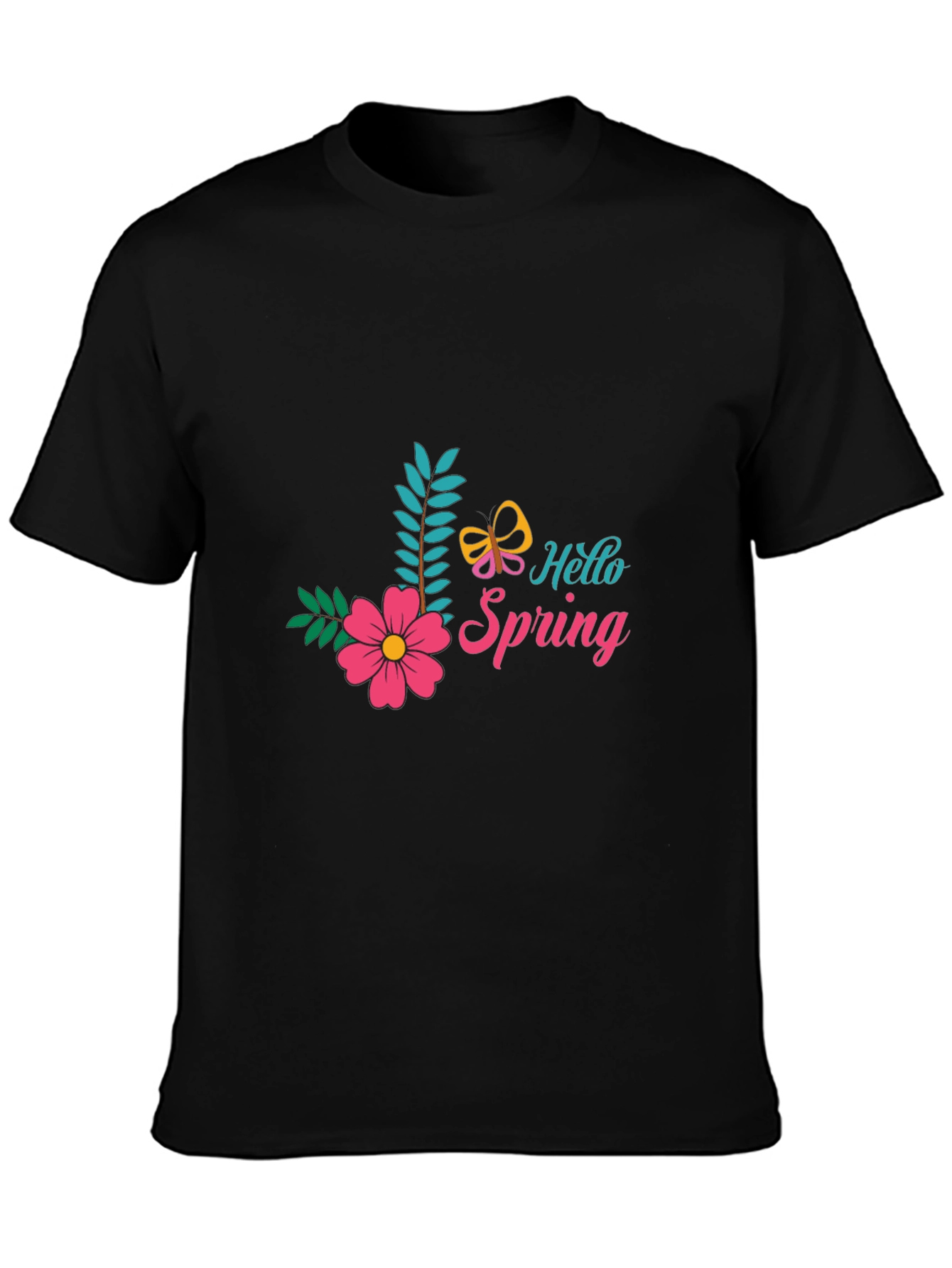Hello Spring Black T-Shirt