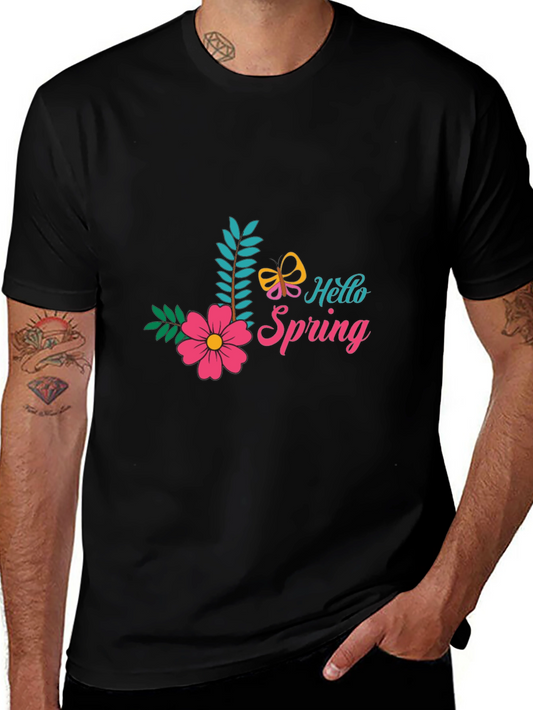 Hello Spring Black T-Shirt