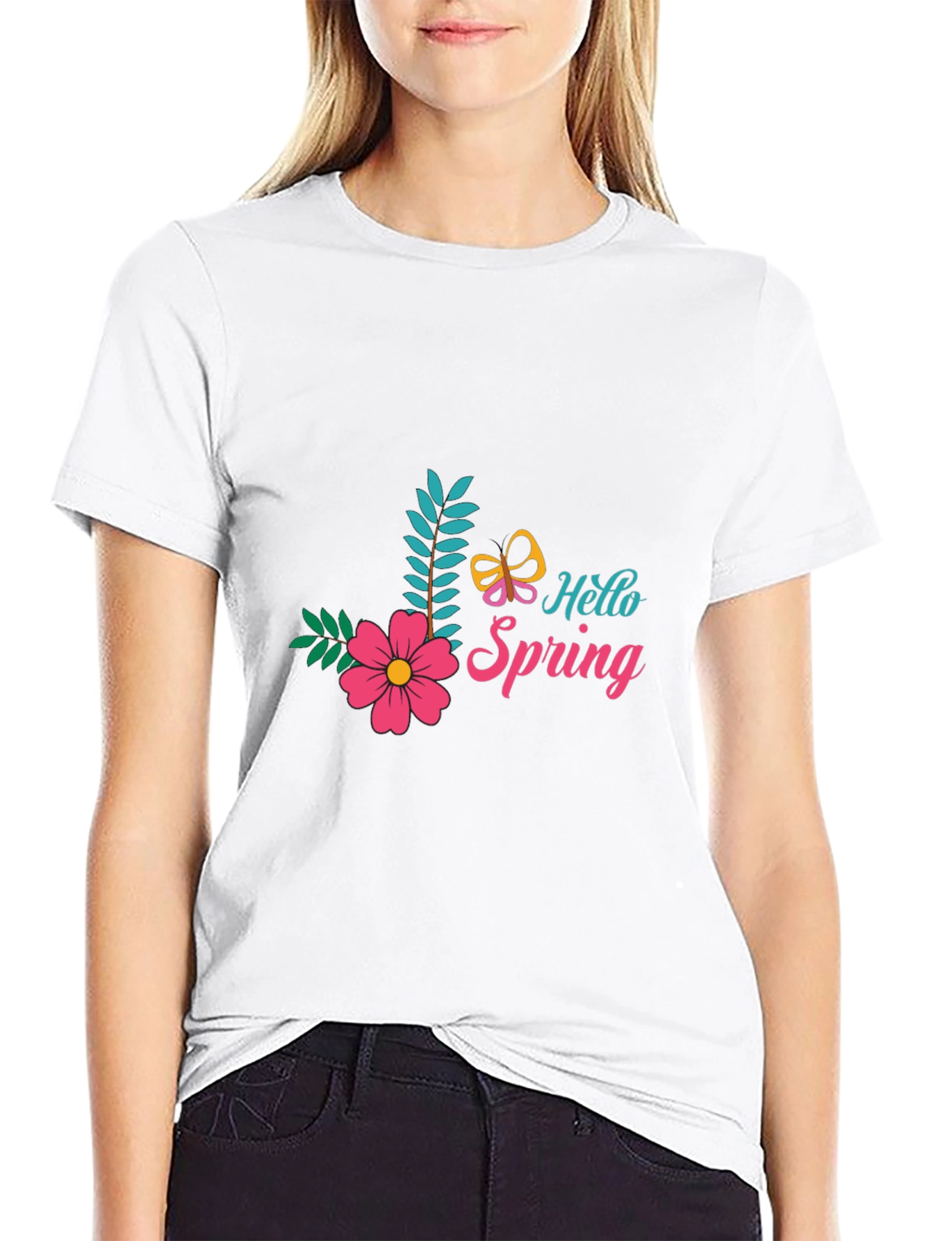 Hello Spring Black T-Shirt