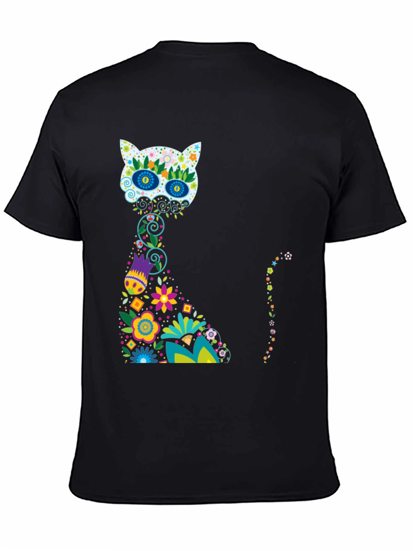 Sugar Skull Cat Black T-Shirt