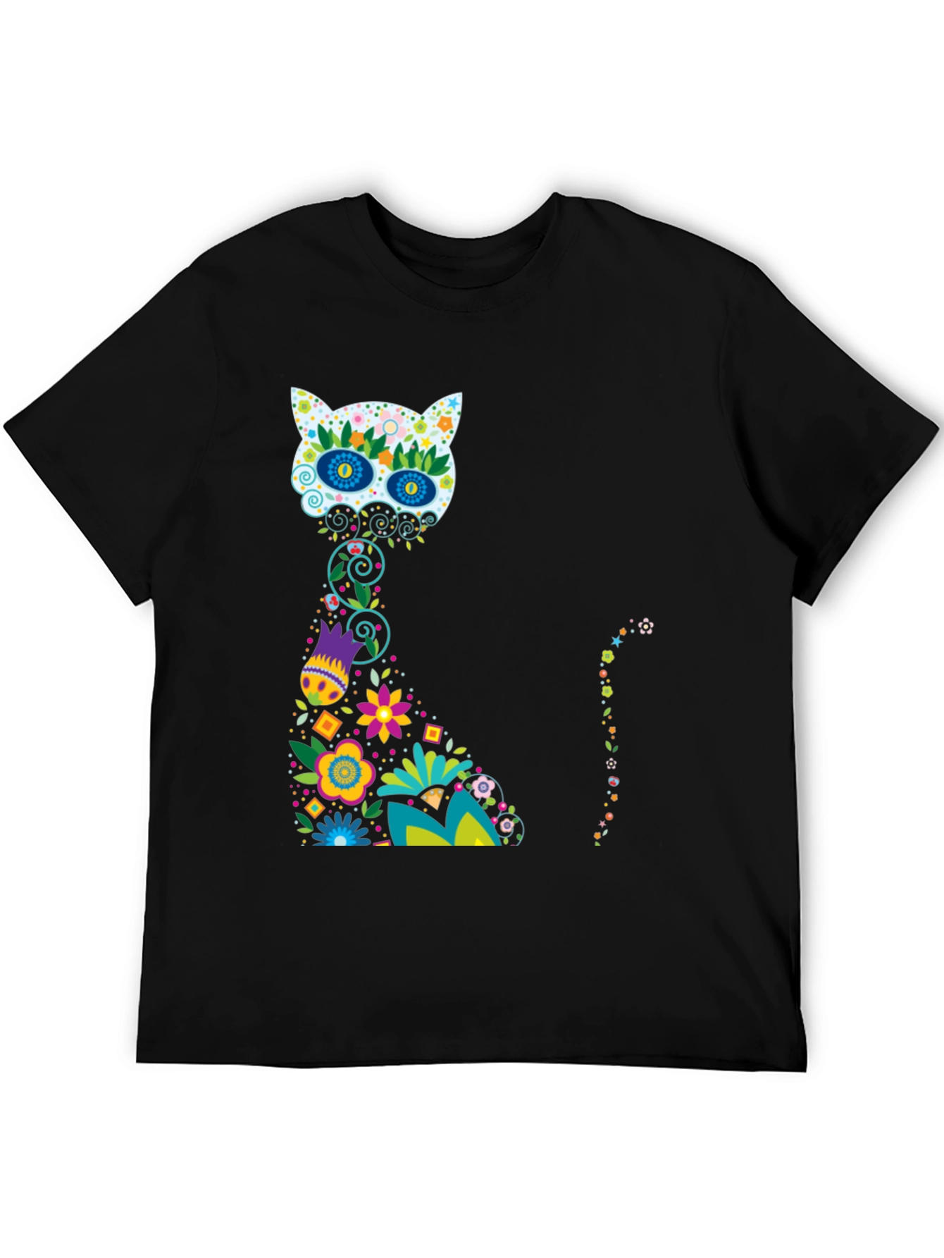 Sugar Skull Cat Black T-Shirt