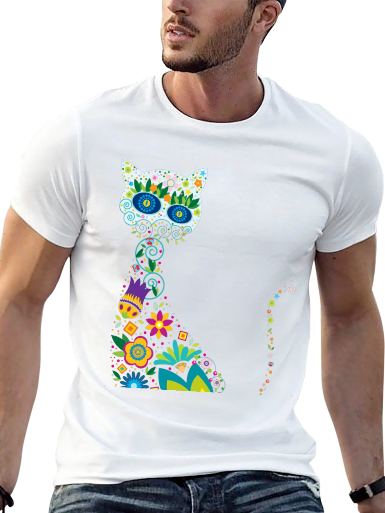 Sugar Skull Cat Black T-Shirt