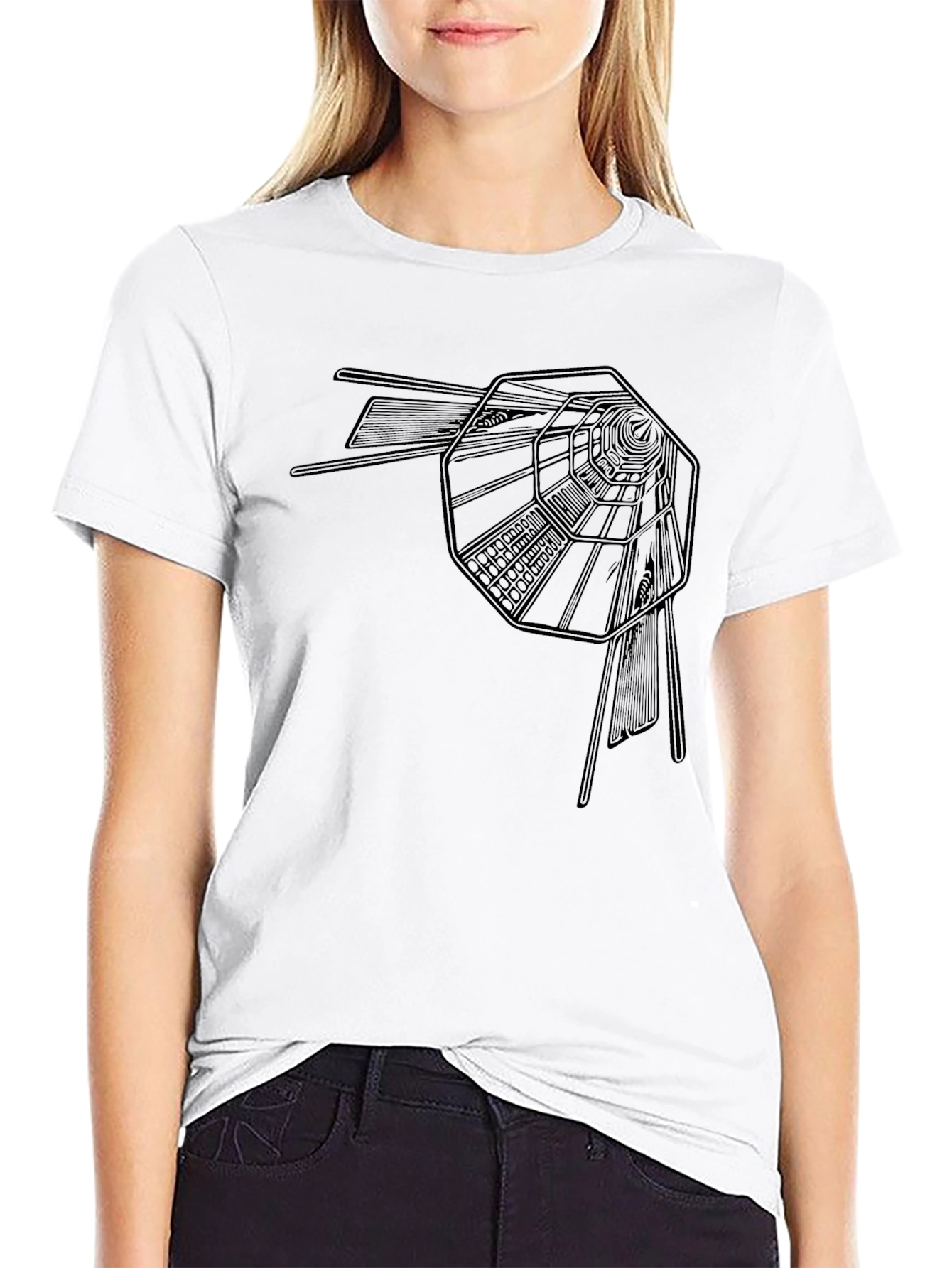 Mens Black Tee with Abstract Tunnel Print