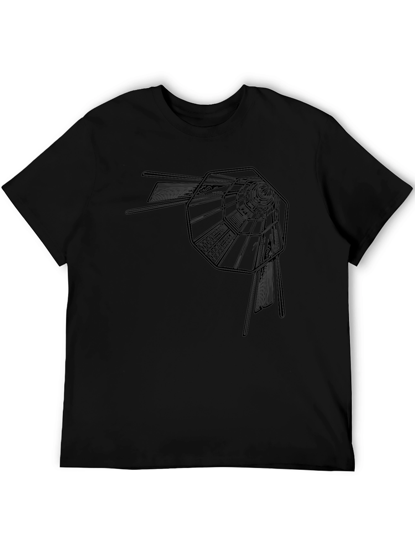 Mens Black Tee with Abstract Tunnel Print