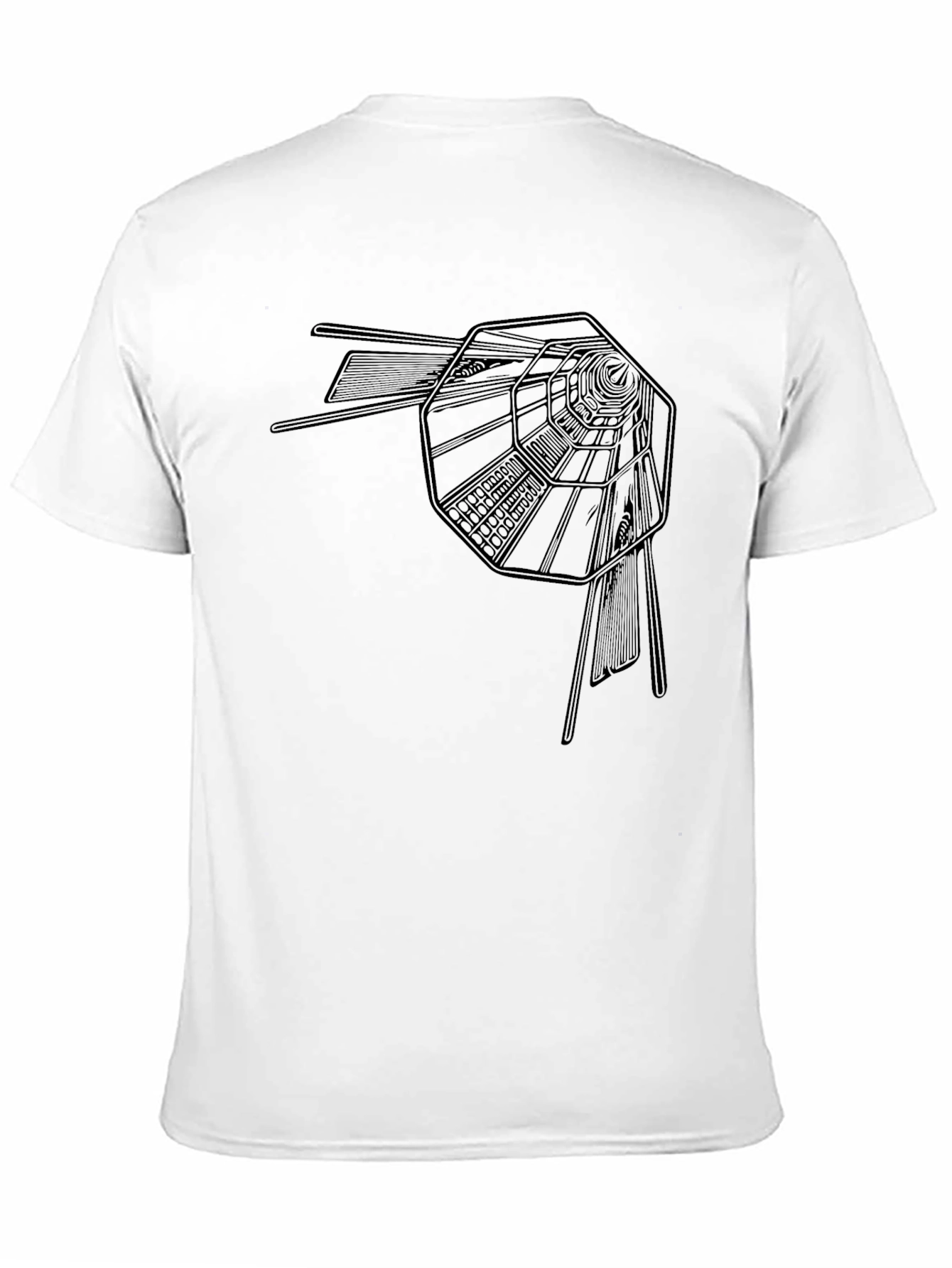 Mens Black Tee with Abstract Tunnel Print