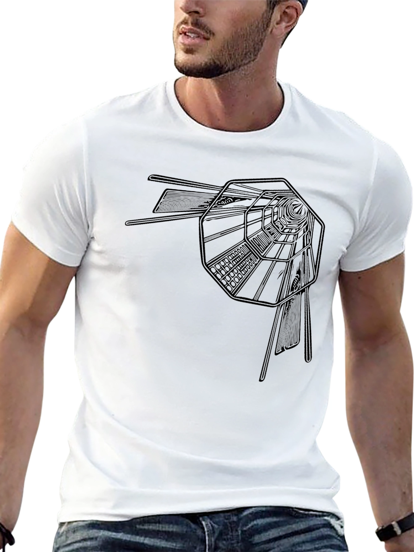 Mens Black Tee with Abstract Tunnel Print