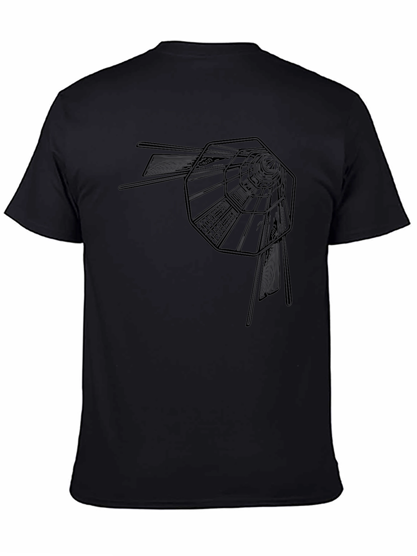 Mens Black Tee with Abstract Tunnel Print