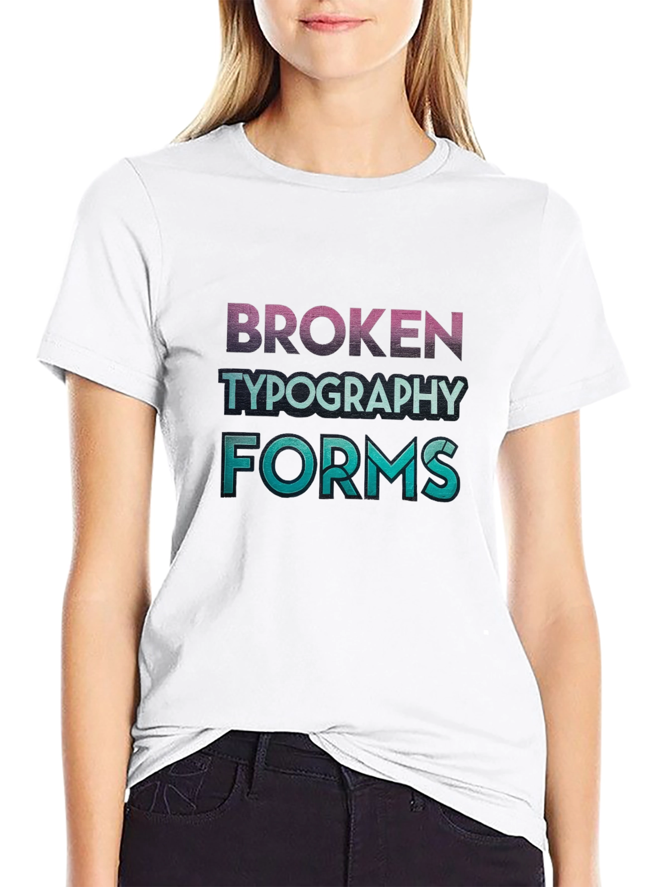 Broken Typography Forms Graphic T-Shirt