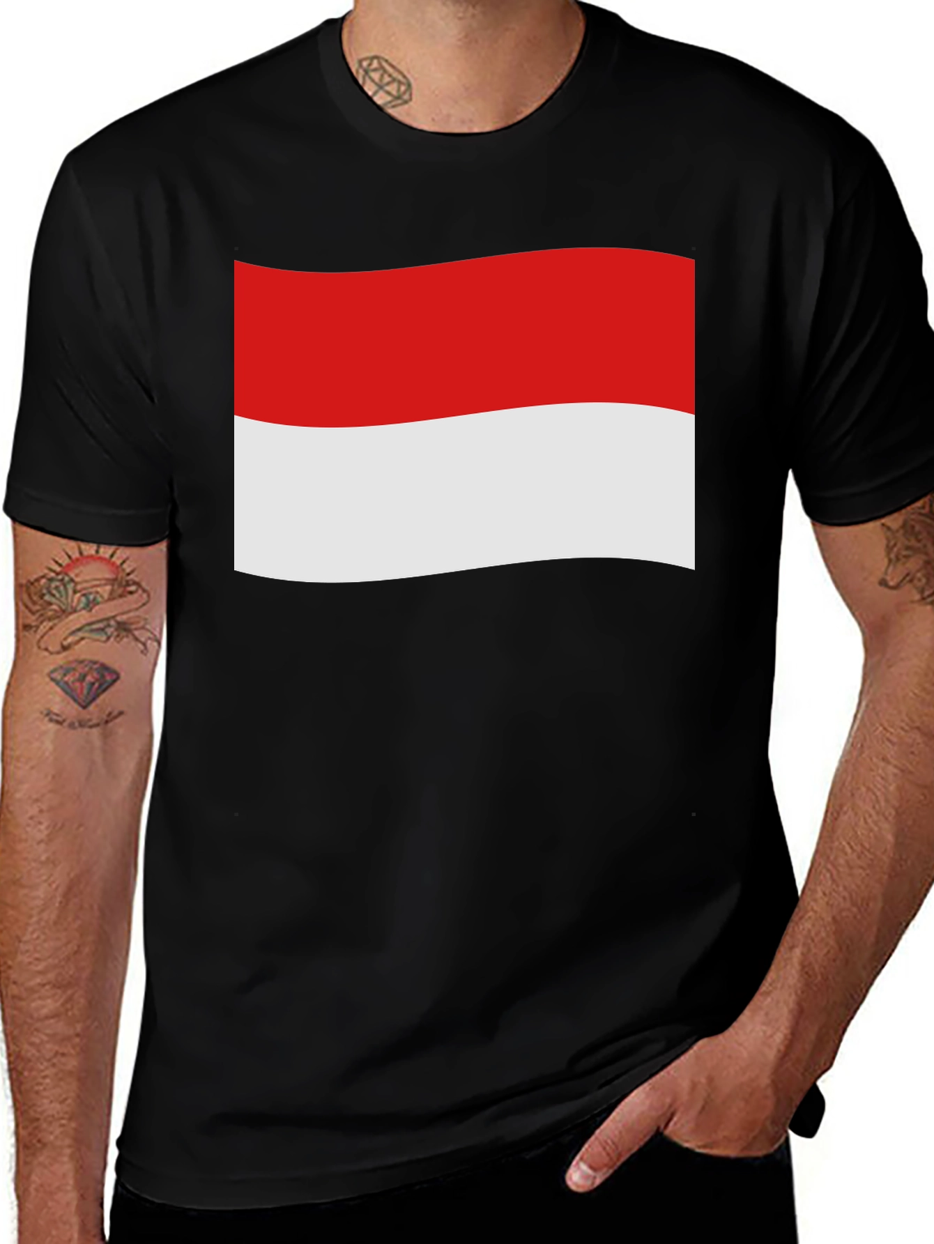 Indonesia Flag Graphic Black T-Shirt