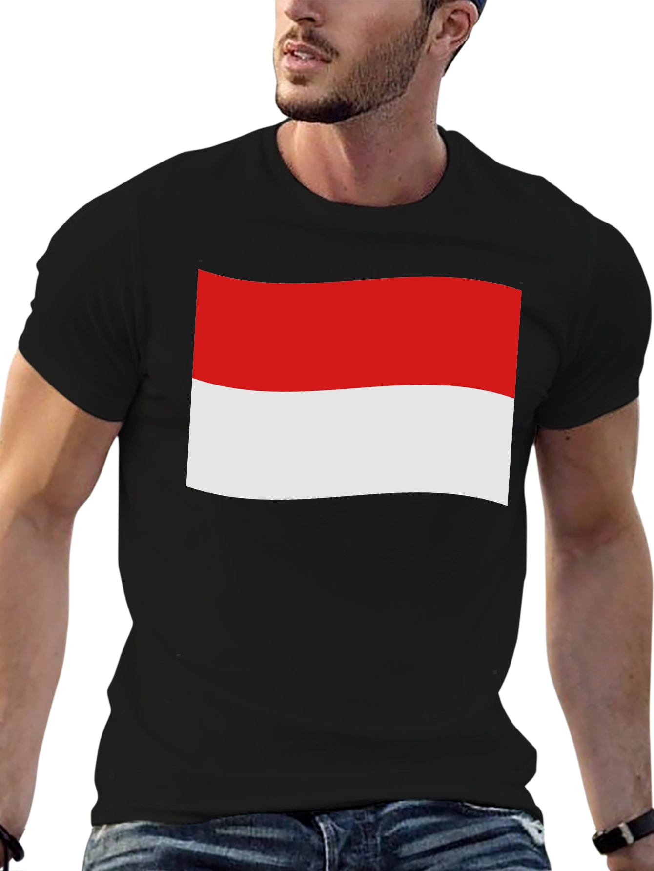 Indonesia Flag Graphic Black T-Shirt