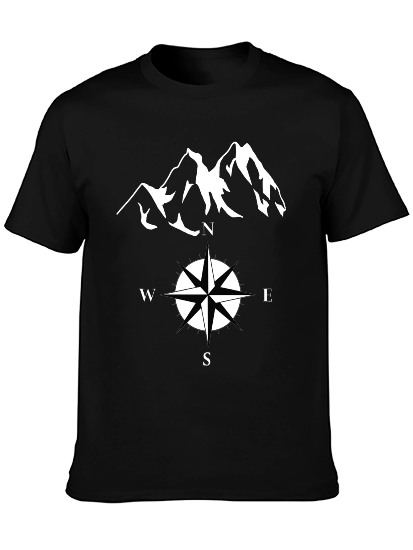 Adventure Bound T-Shirt - Compass & Mountain Graphic Tee