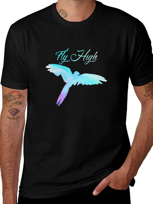 Fly High Parrot Graphic Black T-Shirt
