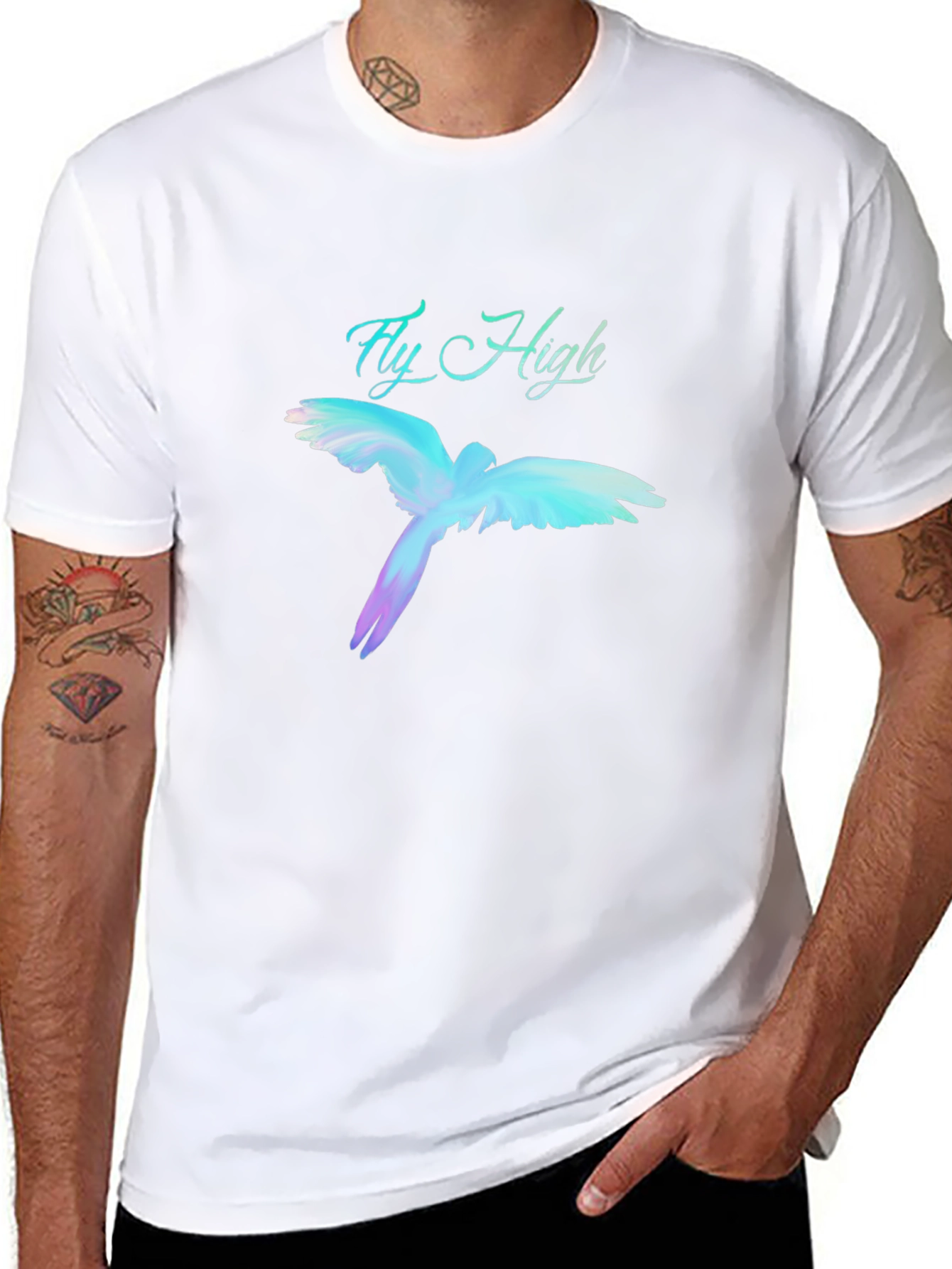 Fly High Parrot Graphic Black T-Shirt