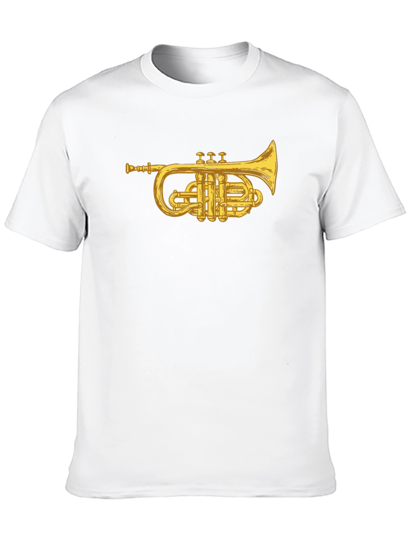 Black T-Shirt with Golden Trumpet Graphic