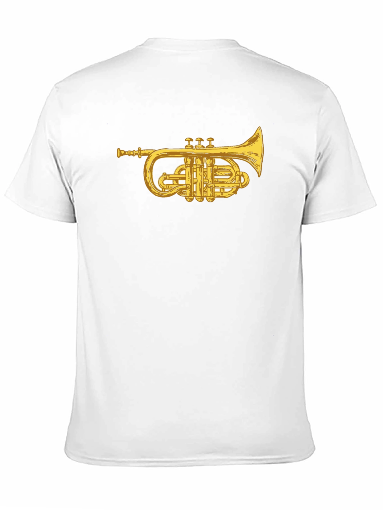 Black T-Shirt with Golden Trumpet Graphic