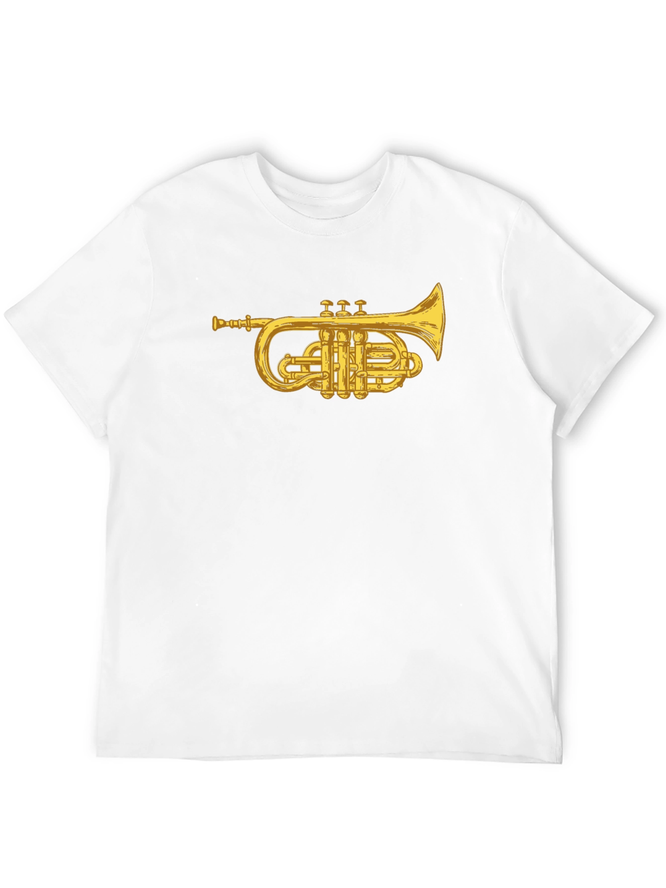 Black T-Shirt with Golden Trumpet Graphic