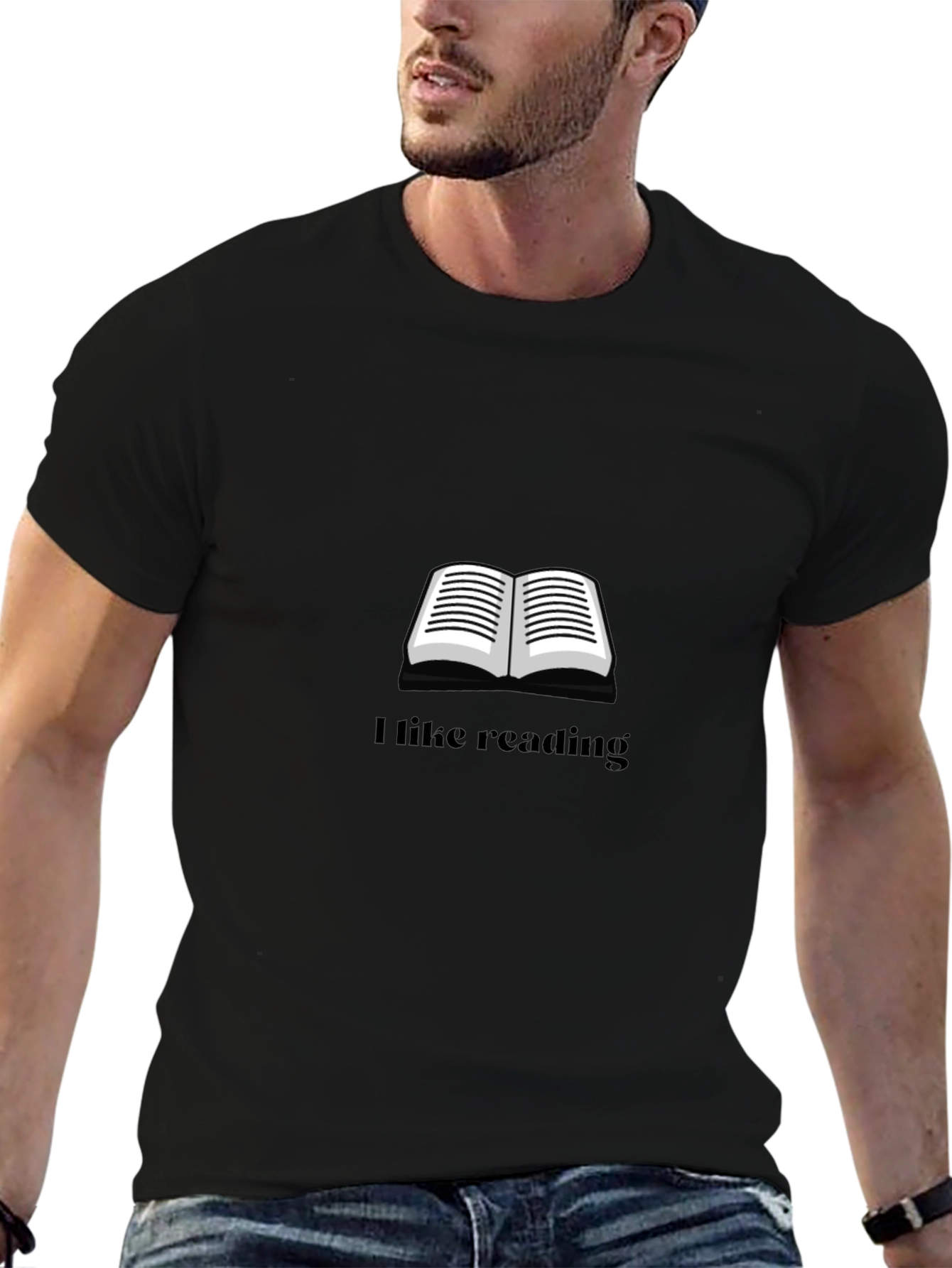 I Like Reading Black Graphic T-Shirt