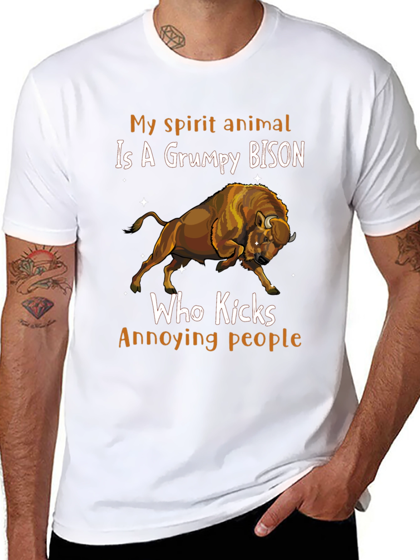 Grumpy Bison T-Shirt - Spirit Animal Humor Tee
