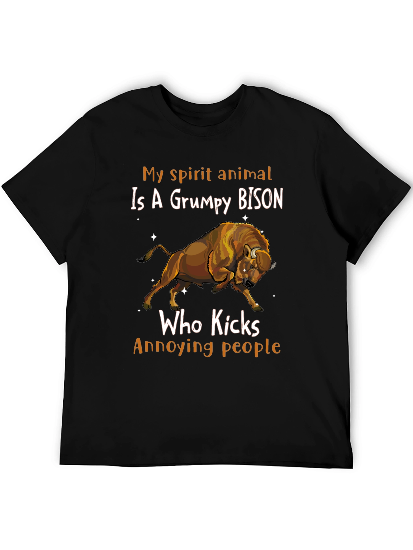 Grumpy Bison T-Shirt - Spirit Animal Humor Tee