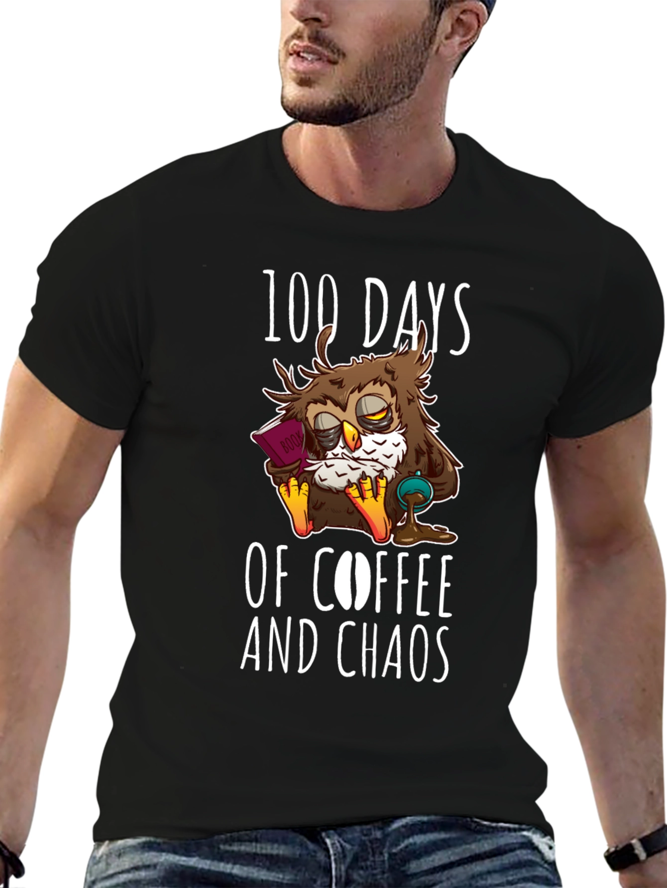 100 Days Coffee Chaos Owl T-Shirt