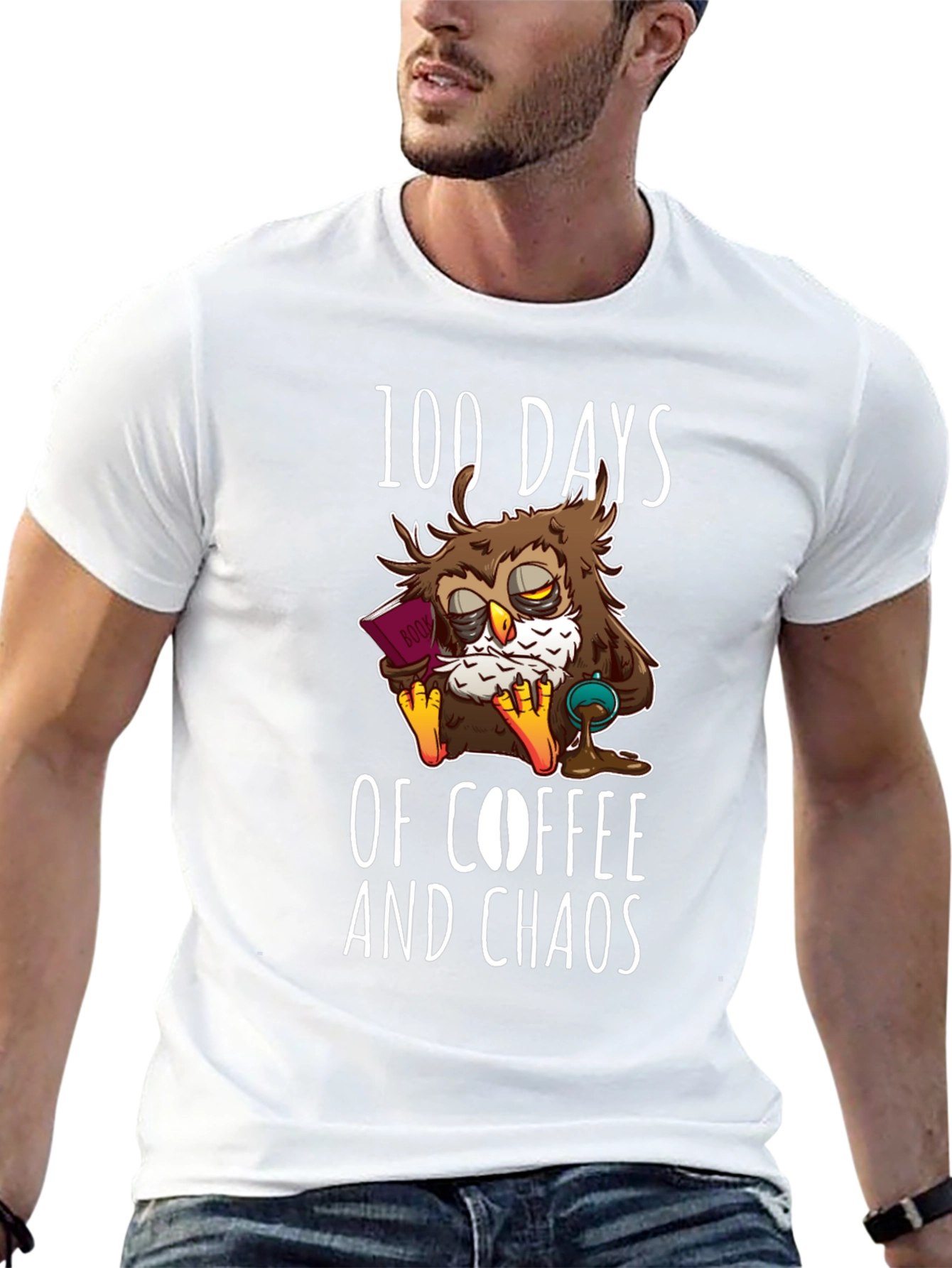 100 Days Coffee Chaos Owl T-Shirt