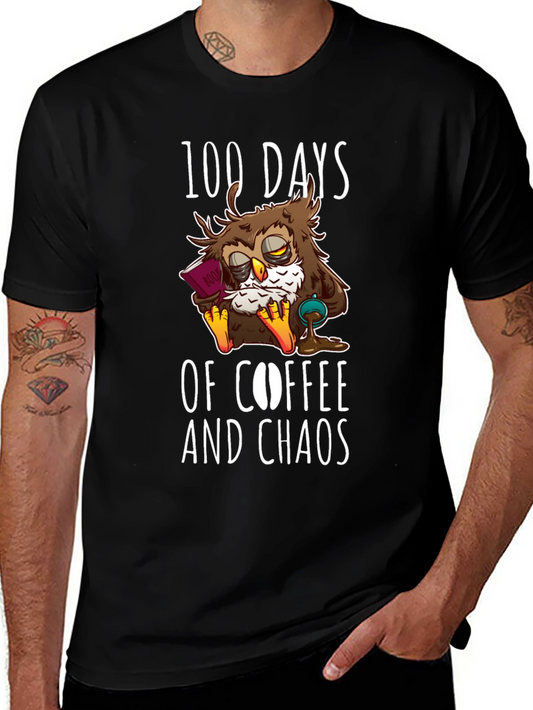100 Days Coffee Chaos Owl T-Shirt
