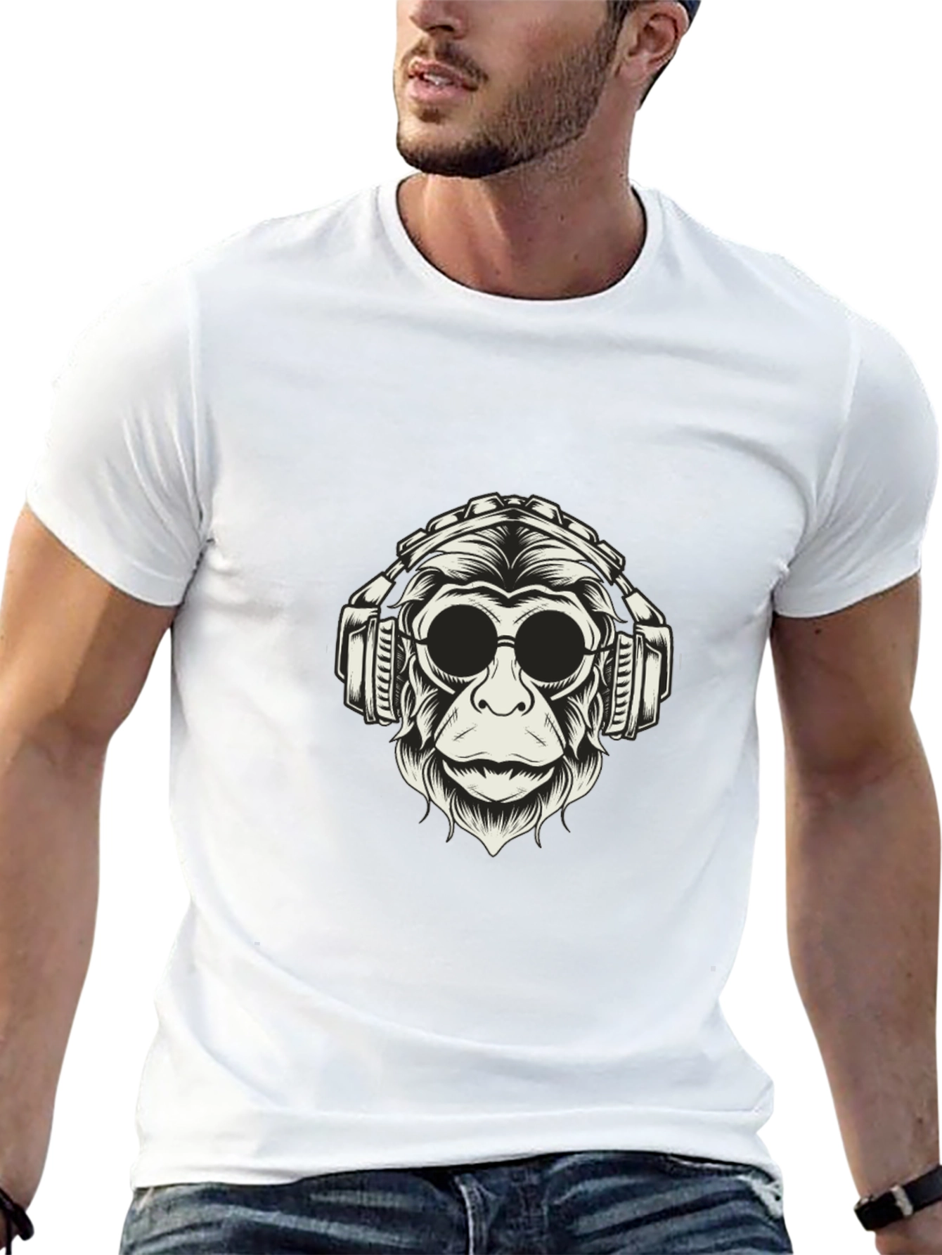Cool Monkey Graphic Tee - Black Cotton Shirt