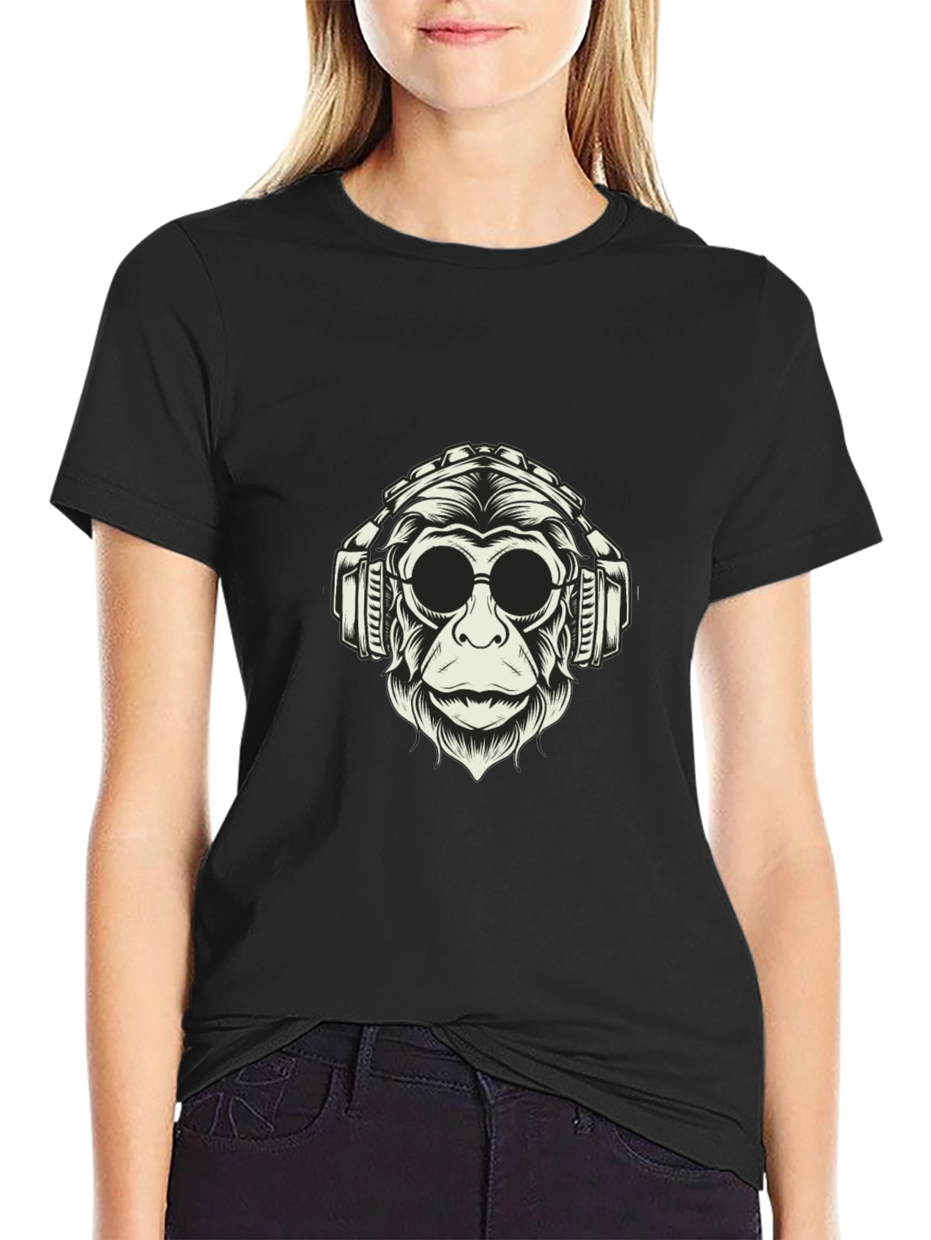 Cool Monkey Graphic Tee - Black Cotton Shirt