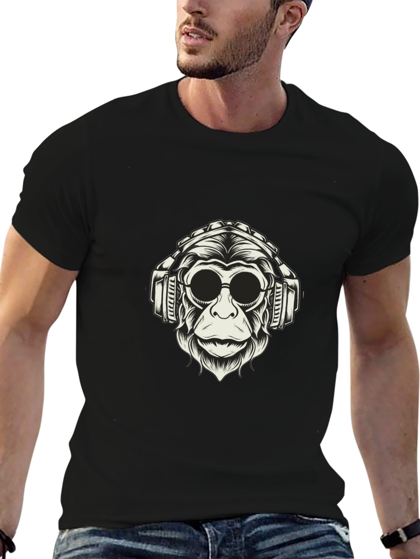 Cool Monkey Graphic Tee - Black Cotton Shirt