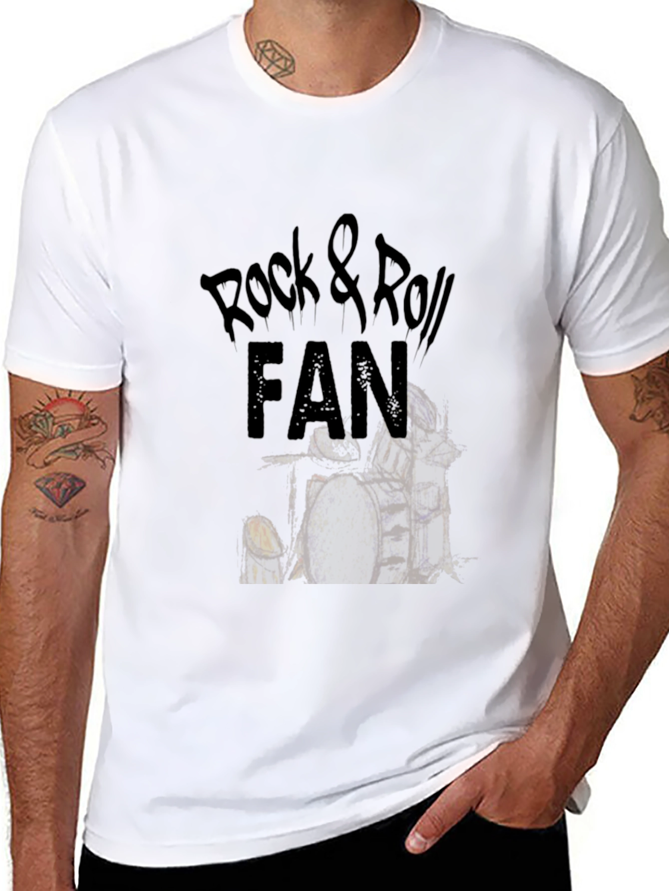 Rock & Roll Fan T-Shirt - Drum Kit Design