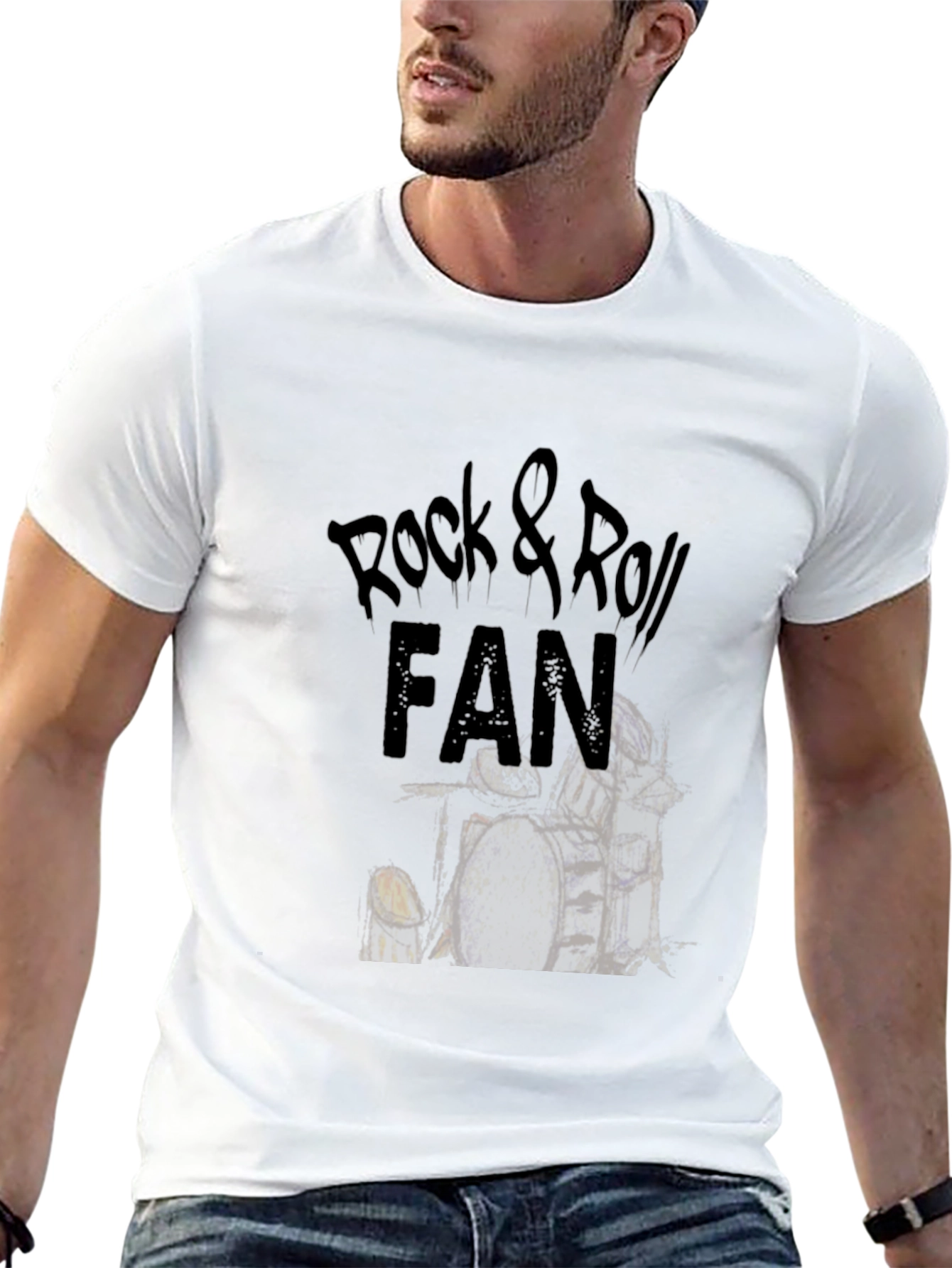 Rock & Roll Fan T-Shirt - Drum Kit Design