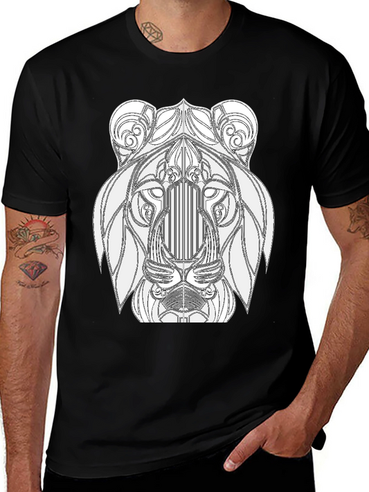 Lion Art Graphic Print Black T-Shirt