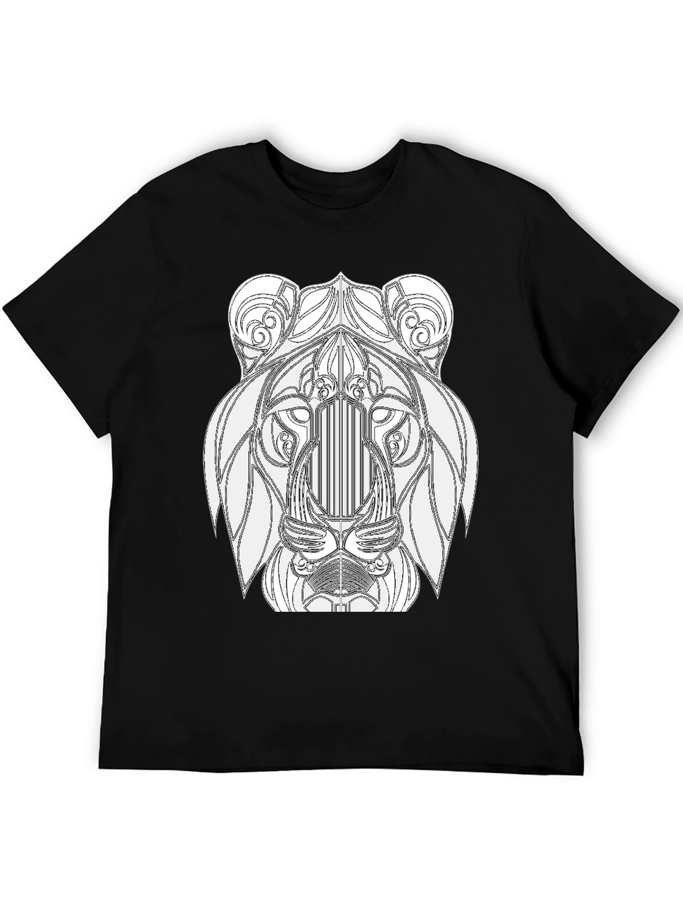 Lion Art Graphic Print Black T-Shirt