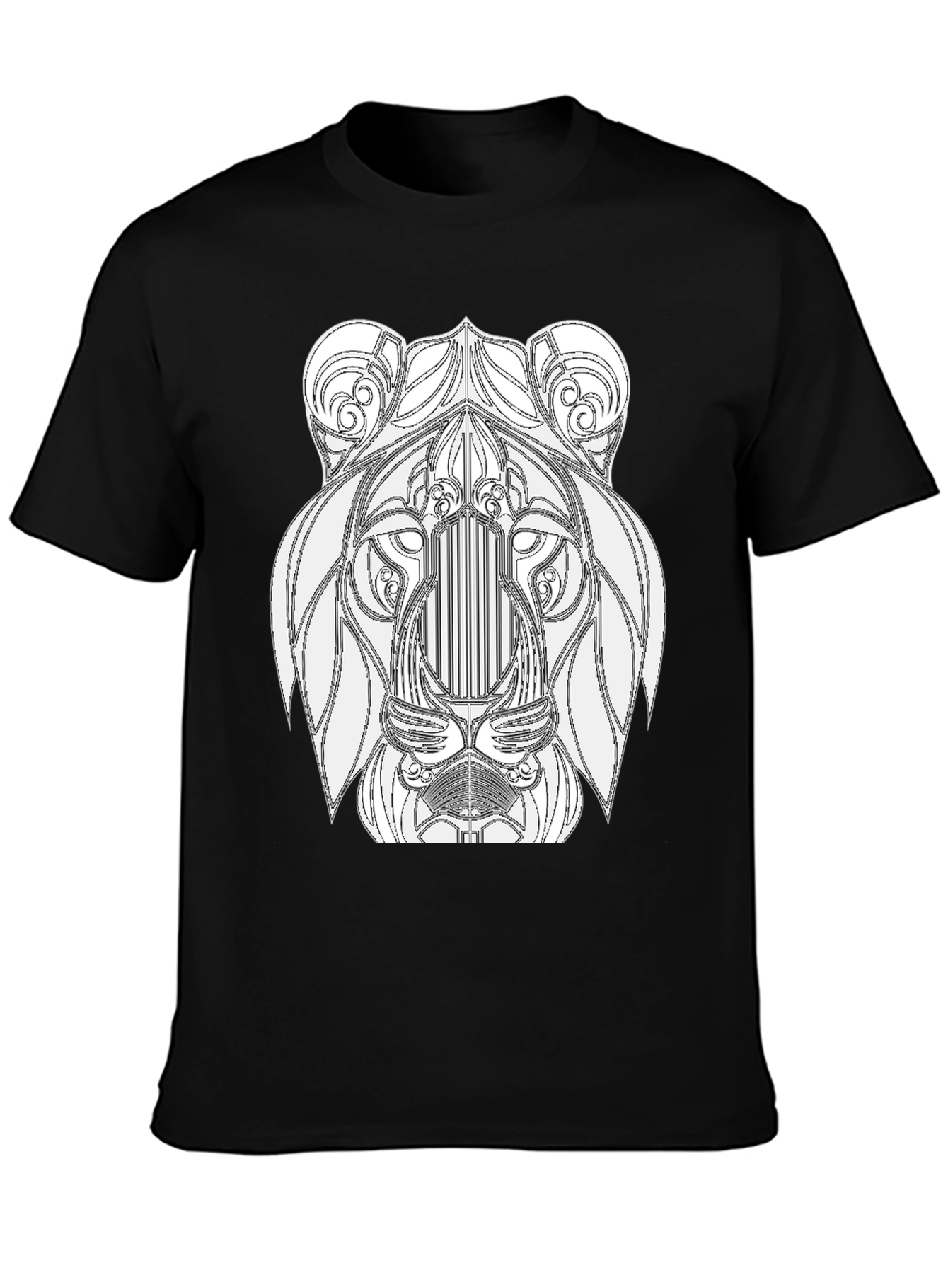 Lion Art Graphic Print Black T-Shirt