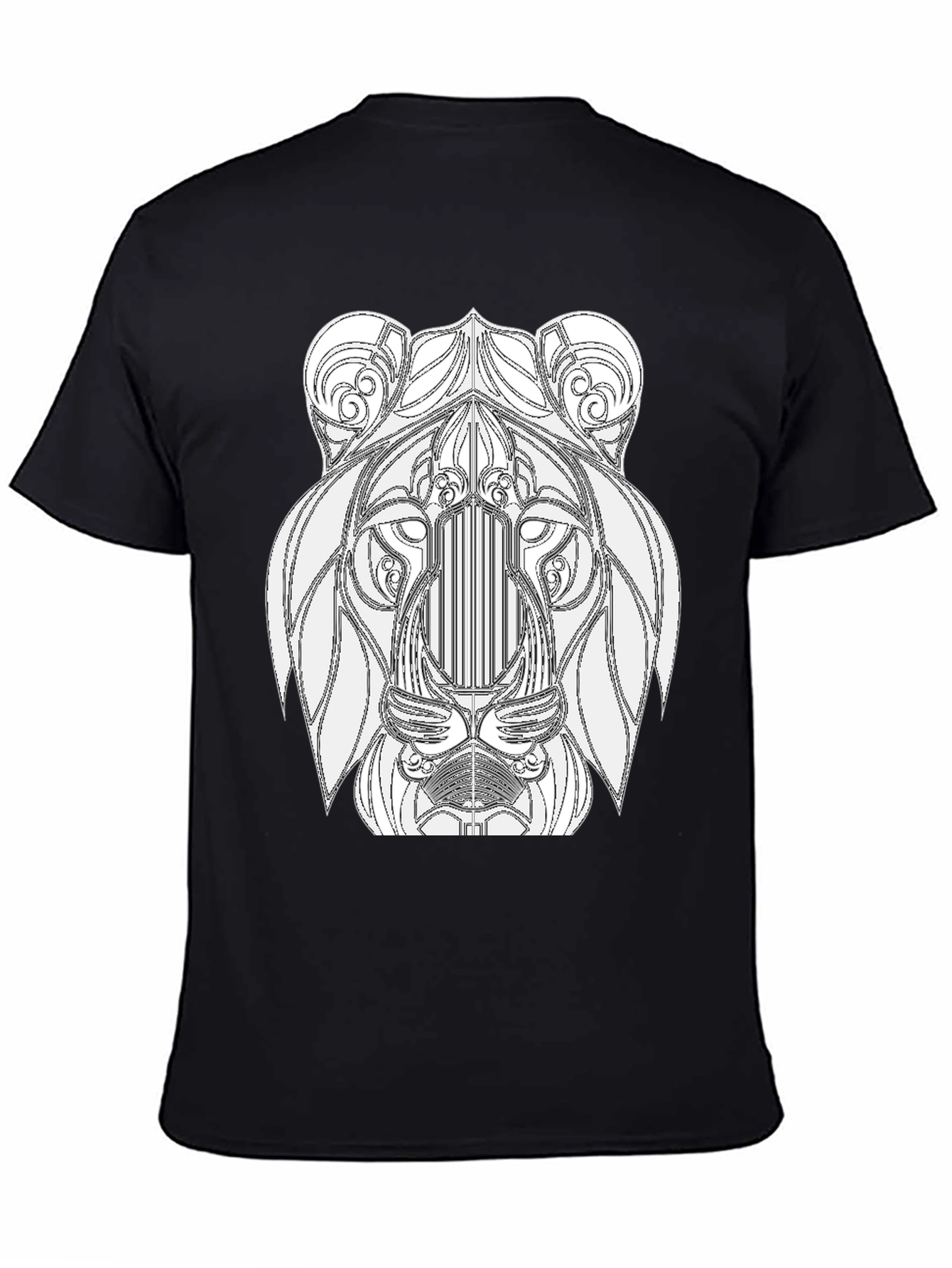 Lion Art Graphic Print Black T-Shirt