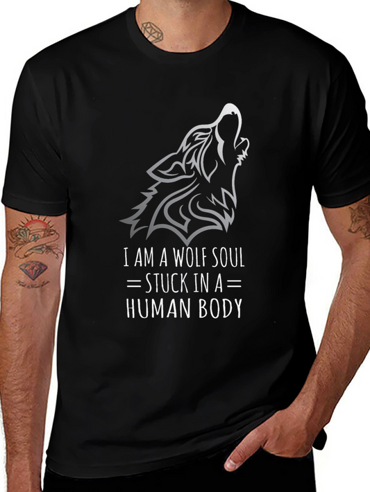 Wolf Soul Graphic Tee - Black Cotton T-Shirt