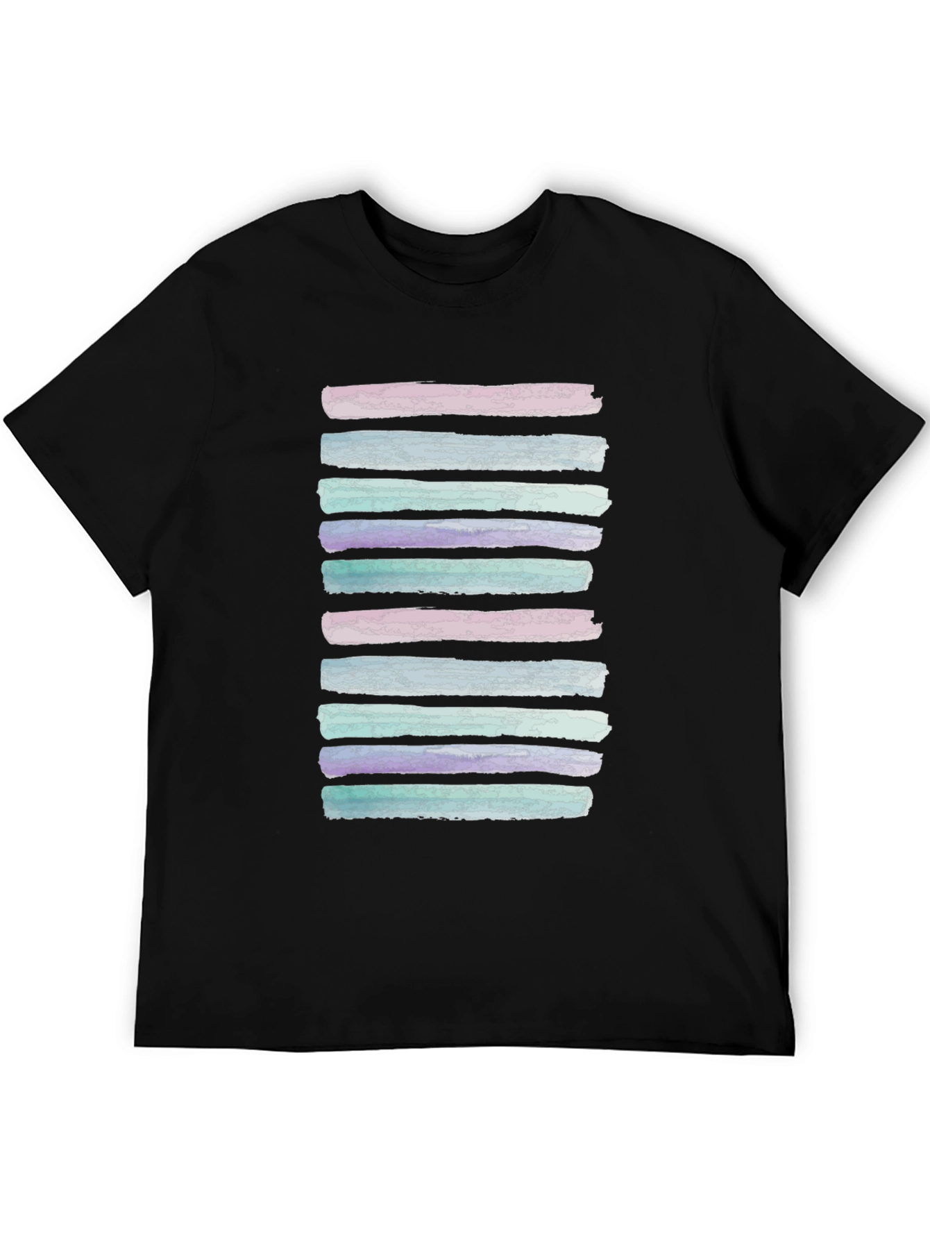 Watercolor Stripes Black T-Shirt